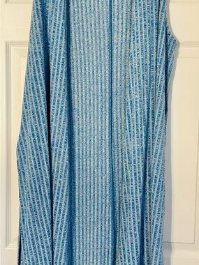 LuLaRoe Light and Medium Blue Vertical Stripe Duster
